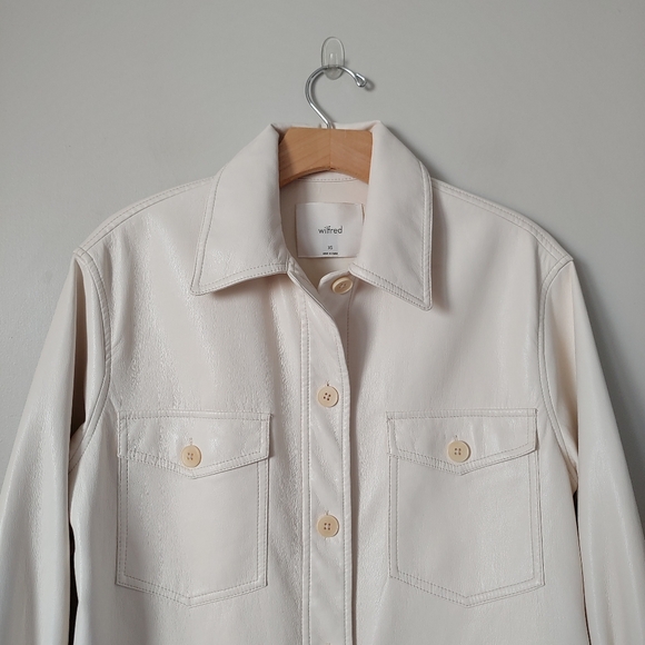 Aritzia Wilfred The Ganna Shirt Jacket Faux Leather Size XS White - Picture 7 of 16